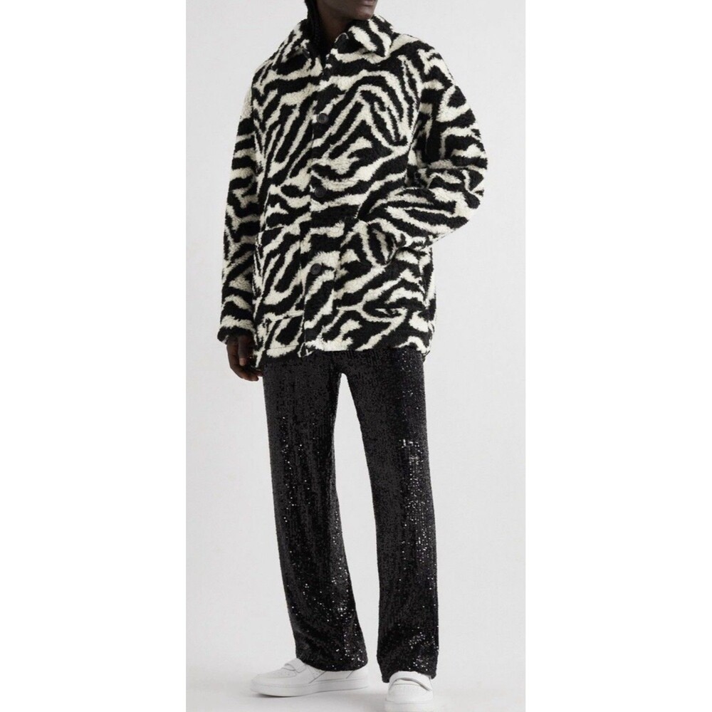 PALM ANGELS Zebra Cabane Fury Wool Blend Coat NWT S Retail $1600